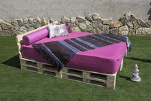 Letto a balinese con testiera, mod. Petis, 2 x 1,40 m, naturale