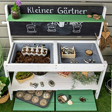 Meppi Piccola cucina da giardino in legno bianco / verde per esterni, tavolo per bambini, tavolo per bricolage