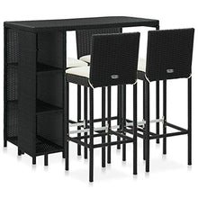 SKM Set da Bar da Giardino 5 pz con Cuscini in Polyrattan Nero (36.6kg)