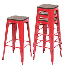 Set 4X sgabelli bistrot Design Industriale HWC-A73 Legno Metallo Verniciato Rosso
