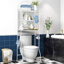 Ripiano per WC in Ferro, Ripiano Lavatrice Ripiano per WC a 3 Ripiani Sopra, Ripiano per Bagno, Mobile per Lavatrice Bagno Bianco, Contenitore per WC Mobili Angolari Bagno - 176,5 x 62 x 33,5 cm
