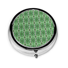 The Roaring Twenties in Green Round Contenitore per pillole a 3 scomparti in metallo per medicina e vitamine, contenitore decorativo per viaggi all'aperto