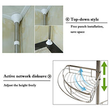 uuhome angolare telescopico per la doccia acciaio inox/rack da bagno ad angolo Scaffale doccia regolabile con bastone Cestino – con 4 ripiani, Metallo, Argento lucido …