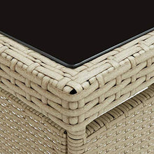 FAMIROSA Set da Pranzo da Giardino 3 pz Beige in Polyrattan e Vetro