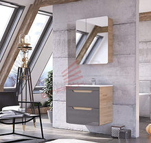 COMAD Aruba - Set di 2 lavabo, 60 cm, in legno di quercia, colore: Grigio lucido