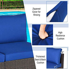 YRRA 2 Pz 2 PCS Outdoor Wickerless Sofa Prizio Patio Rattan Sofà sezionale Set w / 2 Cuscini Spessi e 2 Cuscini Sedili aggiuntivi per Balcone Giardino Patio Piscina (Turchese)-Blu Navy