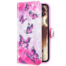 Saceebe Compatibile con Galaxy A50 Custodia pelle Cover a libro PU Flip Case Cover [Custodia in pelle con motivo dipinto 3D] Portafoglio Con cordino Protettive Bumper Morbido,Farfalla viola