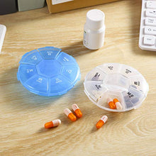 AKlamater Confezione da 2 contenitori per pillole, 7 giorni, forma rotonda, 7 giorni, contenitore per medicinali con 7 scomparti, per compresse settimanali, facile da aprire