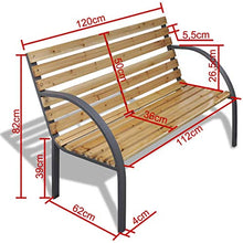 EBTOOLS - Sedia da giardino, in legno e ferro, per cortile, per cortile, 120 x 62 x 82 cm