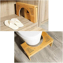 AIMAIBUMAI Sgabello da bagno pieghevole in bambù, altezza regolabile 45 x 25 x 22,5 cm