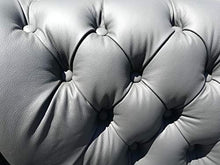 JVmoebel Chesterfield - Divano a 2 posti, in vera pelle, colore: grigio