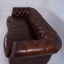 Castlefield - Divano a 3 posti, stile Chesterfield, vintage, in vera pelle