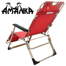 AMANKA Sedia Reclinabile con Materassino e Cuscino - 178cm Lettino da Giardino Sedia da Sole Rosso