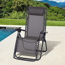 Outsunny Poltrona Sedia Sdraio Pieghevole Reclinabile Lettino Relax Zero Gravity Textilene 90x65x110cm Grigio