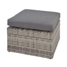 Gartentraum Sgabello da Giardino in polyrattan Grigio con Cuscino - Sgabello Irene