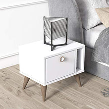 Dmora Comodino con un'anta, cm 46 x 35 x 40, Colore Bianco