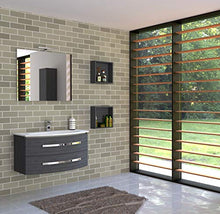 MOBILE CON LAVABO PER BAGNO SERIE MARBELLA 90 CM (Noce Tranchè)