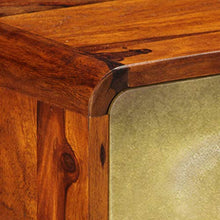 FAMIROSA Credenza in Massello di Sheesham con Stampa Dorata 90x30x77 cm