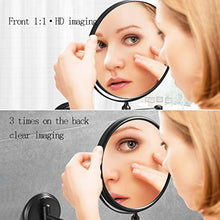 HXYSJ Specchio Ingranditore 3X da Parete Specchio di Cortesia da Bagno Bifacciale Rotondo Girevole, Allungabile E con Finitura Cromata Nero Opaco Moda