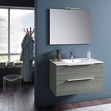 sodani Mobile da Bagno Sospeso con Lavabo Specchio e Lampada a LED Luna Grigio Rè di Londra