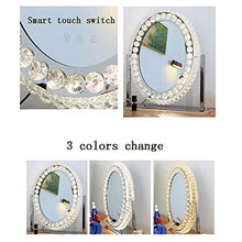 GUOJINE Specchi da Toeletta da Appoggio con Luci A LED, Touch Control Specchio for Trucco Grande con Dimmer, Specchio Cosmetico con Cornice in Acciaio Inossidabile