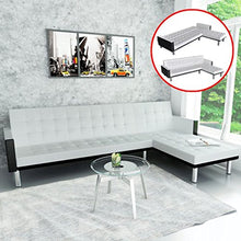 vidaXL Divano Letto a L Pelle Sintetica Bianco Divanetto Sofà Poltrona Moderna