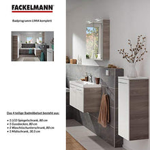 FACKELMANN - Set di mobili da bagno, 4 pezzi, profondità 35 cm, con lavabo in ghisa e lavabo 80 cm e armadietto a LED