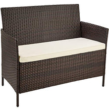 TecTake Set di Mobili da Giardino in Polyrattan | 1 Divano Tavolino, 1 Panca, 2 Sedie con Cuscini | Marrone