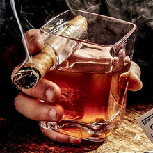 Ytrew 2 - Bicchiere da whisky con porta sigari, 320 ml, stile antico, con supporto per sigari