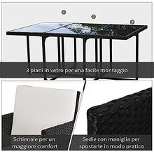 Outsunny Set di Mobili da Giardino in Rattan da Esterno Set da Pranzo 11 PZ con Cuscini Nero