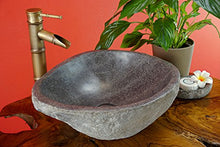 Kinaree - Lavabo in pietra di fiume fatta a mano, 40 cm