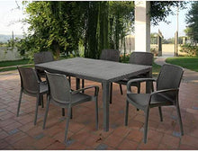 Tomaino Tavolo da Giardino in plastica Effetto Rattan (antarcite)