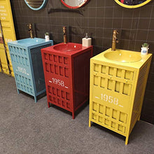 ZTGL Mobile da Bagno Industriale con Lavabo Combinato, Mobile da Bagno con Lavabo da Terra, 45x45x85 cm,Giallo,with Mirror