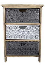 Tata Home Mobiletto in Legno Comodino da Camera Bagno o Ingresso 3 Cassetti in Ferro Bianco e Grigio Stile Shabby Chic Dimensioni 40x29x58 cm MOD. Miguel