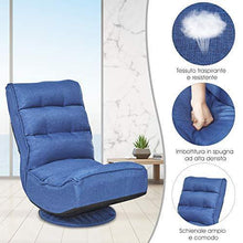 COSTWAY Poltrona Sedia Relax Pieghevole Reclinabile Girevole, Divano Comodo per Studio Salotto, con Schienale, Ottima per Rilassarti (Blu) - Arredi Casa
