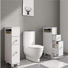 Happy Home - Armadietto da bagno con ruote, 2 cassetti, 15 x 33 x 65 cm