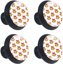 Campane di Natale giallo modello Merry Xmas Pomelli per Porta Set di 4 Pomelli per Mobili Manopole per Cassetti Cucina Armadio Vetro
