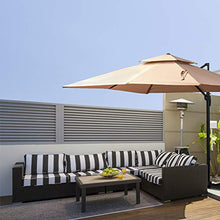 Outsunny Ombrellone da Giardino 294x294cm a Braccio con Manovella, Girevole a 360° e Inclinazione Regolabile, Khaki