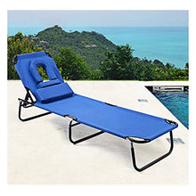 Hyua - Lettino da sole regolabile, pieghevole, reclinabile, con cuscino e foro per lettura, per giardino, spiaggia e esterni, colore: grigio