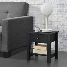 [en.casa] Comodino da Letto con Un cassetto 40 x 29,7 x 41,5cm Nero