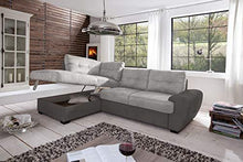 Germanvox Divano ad Angolo con Funzione Letto e Penisola Contenitore Sx, in Microfibra stampata Cat.1 Grigio scuro e Grigio chiaro L.244 P.172 H.88 cm - Arredi Casa