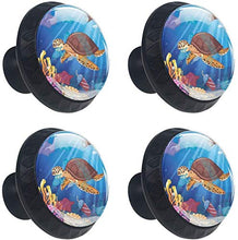 Love Environment Tartaruga marina Pesce corallo Pomelli per Porta Set di 4 Pomelli per Mobili Manopole per Cassetti Cucina Armadio Vetro