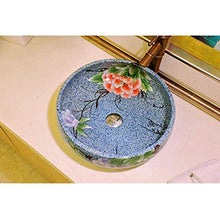 Jgophu - Lavabo rotondo in ceramica da appoggio, sopra il lavabo da appoggio
