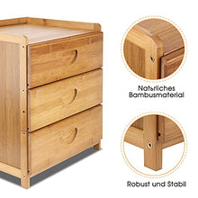 Comodino Bamboo, Comodino Comodino con 3 Cassetti per Soggiorno Cameretta 36 X 31 X 40 Cm