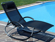 Sedia a Sdraio Dondolo Regolabile con Tessuto plastico Traspirante e Cuscino Kreta-Nero di AS-S, Colore:Nero