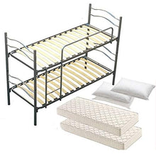 DOLCI SOGNI Letto a Castello per Adulti e Bambini 205x80 cm Altezza 150 cm, Colore Argento, Letti a Castello con 2 Rete Letto Singolo 80x190, 2 Materasso Singolo 80x190 Waterfoam 2 Cuscini Anallergici