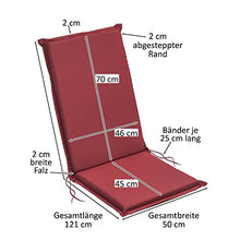 sleepling 193927 Set di 2 Cuscini per Sedia con Schienale Alto da Giardino, 120 x 50 x 6 cm, Rosso
