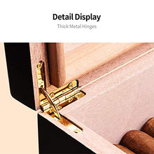 ZSY Cedar Wood Desktop Cigar Humidor with Tray And Adjustable Divider - Digital Hygrometer, Front Edge Stainless Steel Patch, Great for Home, Office, Bedroom
