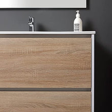 Kiamami Valentina MOBILE BAGNO 90 CM CON LAVABO INTEGRATO BASE BIANCA E ROVERE | LAGUNA