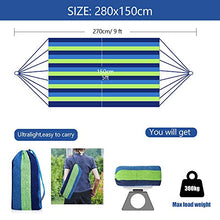 DASIAUTOEM Amaca da Giardino, Amaca in Cotone da Esterno, Amaca da Esterno per Campeggio Viaggio, Portatile Amaca con Massima Capacità di Carico 300 kg per Spiaggia Escursionismo (Strisce Blu)